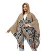 Flower Woven Split Shawl Acrylic Hat Cape Scarf Blanket Poncho