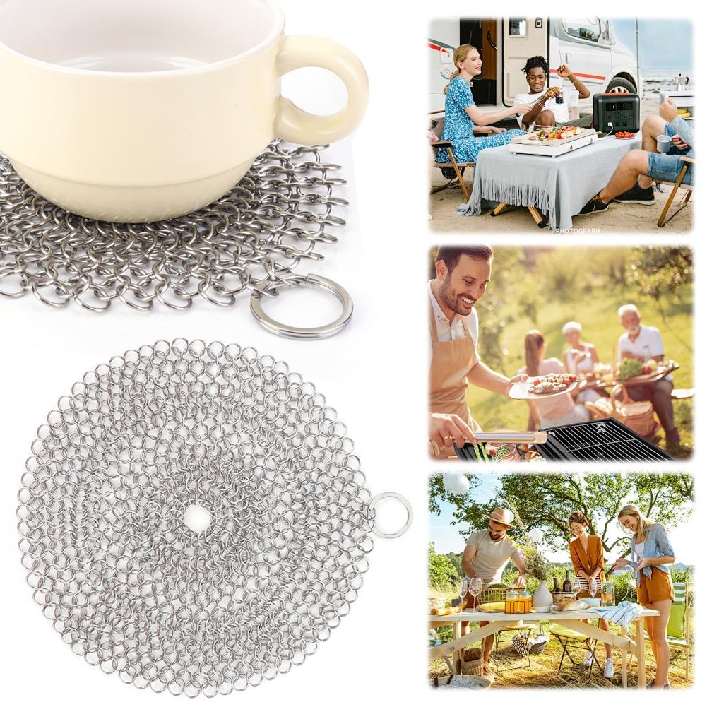 Iron Cleaner with Hanging Ring Pot Pans Cleaning Scrubber Stainless Steel Cookware Rust Remover Scraper for Iron Pans
