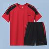 Mens Quick-Dry Ice Silk Sport Set Short Sleeve T-Shirt Shorts Running Gym Badminton