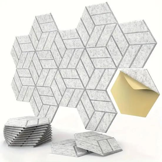 12 шт. войлочная звукоизоляционная стеновая панель самоклеящаяся звукопоглощающая высокоплотная толстая акустическая пенная панель для домашней студии шестигранная шумоподавляющая стеновая панель