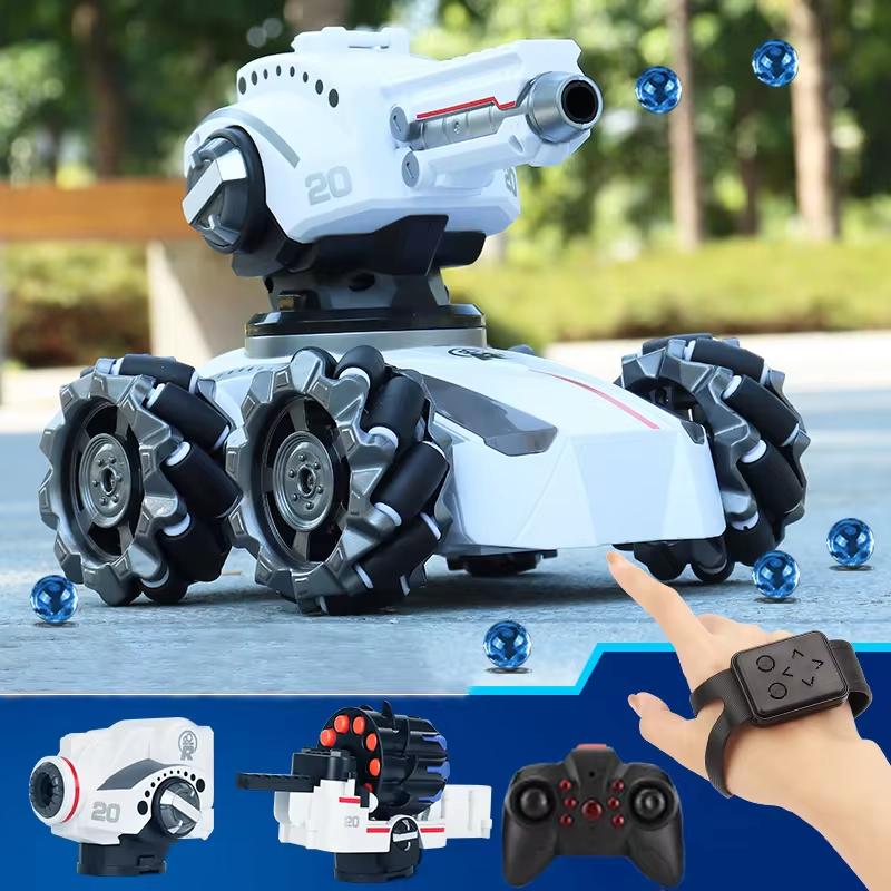 Новый 3в1 2,4G 4WD RC Tank Water Bomb Часы с датчиком жестов Off-road Drift Дистанционное Управление Танк с музыкальным светом RC Автомобиль Детские игрушки