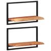 VidaXL Wall Shelves 2 Pcs 60x25x35 Cm Acacia Wood and Steel 338459