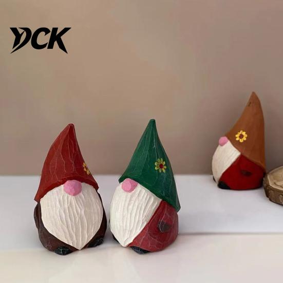 Christmas Tiered Tray Decor Wood Carved Gnome Figurine, Farmhouse Rustic Faceless Dwarf Statue, Handmade Ornament Mini Sculpture for Party Decoration