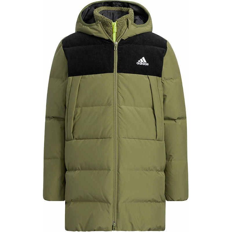 adidas Детская пуховая куртка темно-оливкового цвета H45025