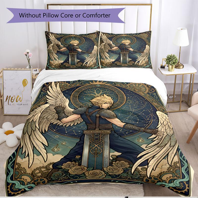3pcs Duvet Cover Set (1*Duvet Cover + 2*Pillowcase, Without Core), Final Fantasy Print Soft All‑Season Bedding Set, Home Bedroom Decor Gift