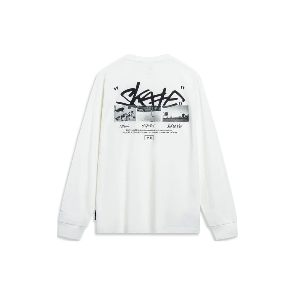 Lining X Disney Oswald Series Letter Print Crew Neck Sweatshirt Unisex Tops Milk-White AHST321-3