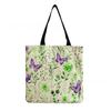 Women Vintage Linen Tote Bag - Large Capacity Butterfly Print Shoulder Handbag for Casual & Grocery Shopping KTB