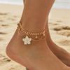 Золотой Цветок Подвеска Браслет на Лодыжку Регулируемый Пляжные Украшения Простая Цепочка на Ногу с Масляным Покрытием Женская