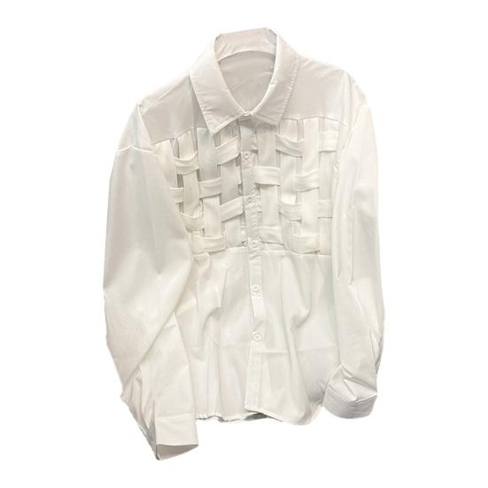 Мужская повседневная рубашка с лацканами, рубашка с длинными рукавами, топы с полой тесьмой, однотонные топы, весенне-осенняя свободная рубашка