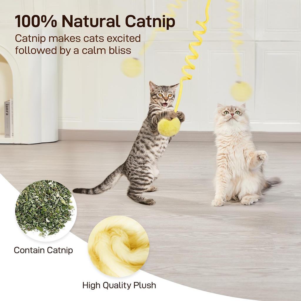 Hanging Catnip Ball Toy Retractable Interactive Cat Teasing Stick Cat Toy Indoor Play Exercise Physical Stimulation