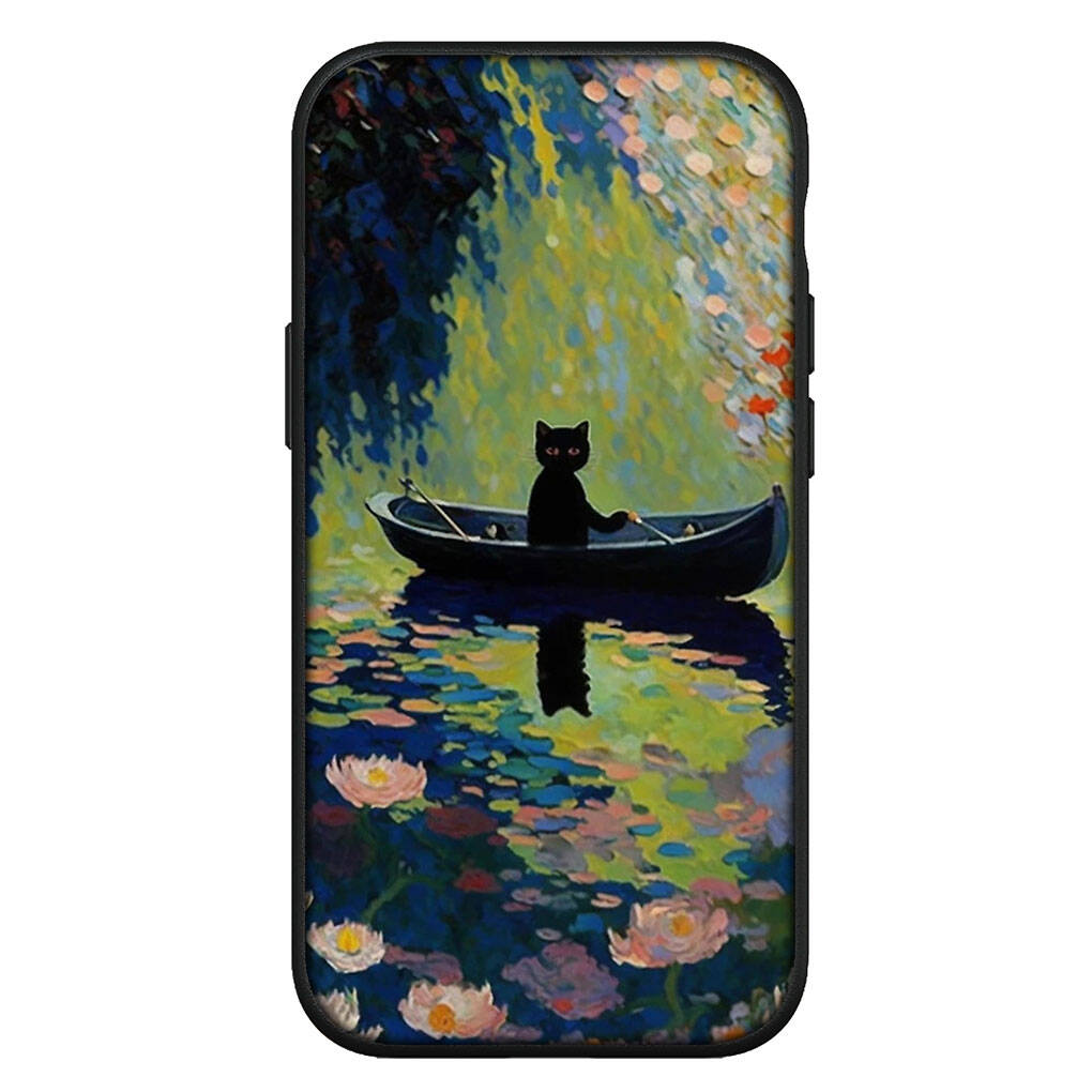 Чехол для iPhone 17 16 15 Xiaomi Poco Redmi Note 14 13 12 11 Pro Max Samsung Galaxy S25 S24 S23 OPPO Huawei Арт Клод Моне Кувшинки Кот Чехол для телефона