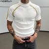 Мужские футболки с коротким рукавом, повседневные, в рубчик, с отделкой