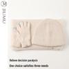 JIUMU Women's Pure Wool Scarf, Hat & Gloves 3-Piece Set