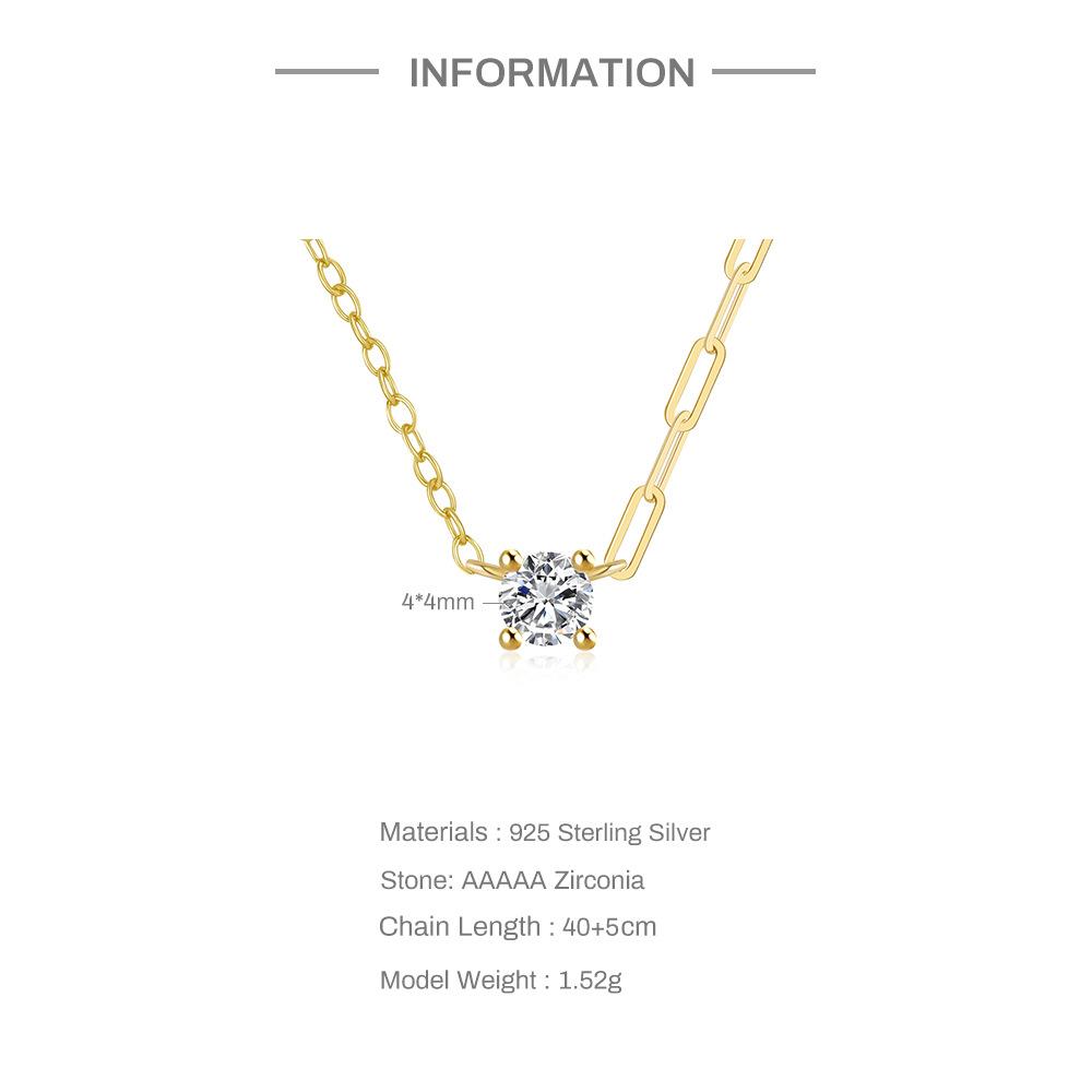 Серебряное ожерелье S925 с простым четырехгранным бриллиантом неправильной формы, легкое и роскошное, на ключицу