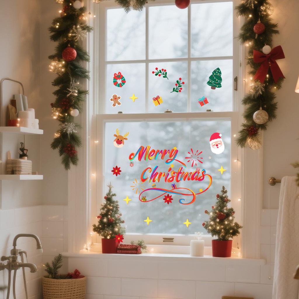 PVC Christmas Wall and Window Stickers for Holiday Designed for Multiple Surfaces Long Lasting and Easy to Use