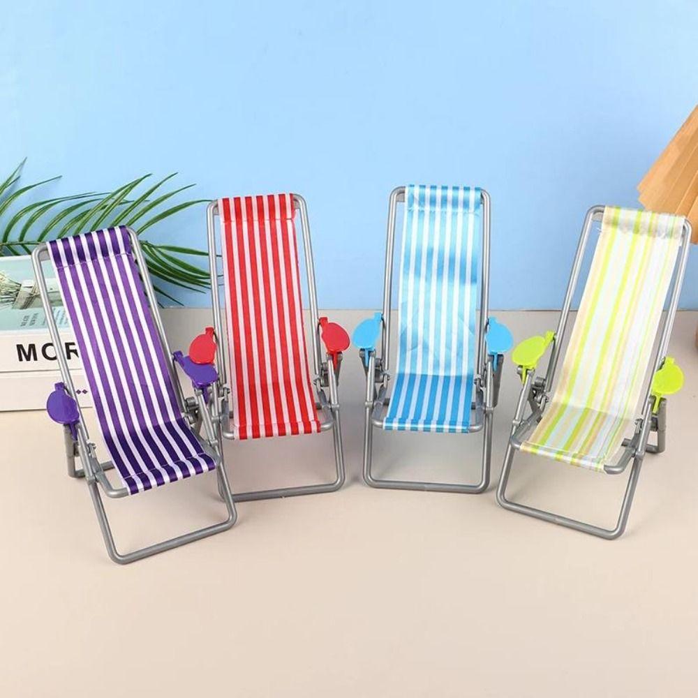 4 Colors Foldable Beach Chair Model Mini Dolls House Furniture Decoration Outdoor Dollhouse