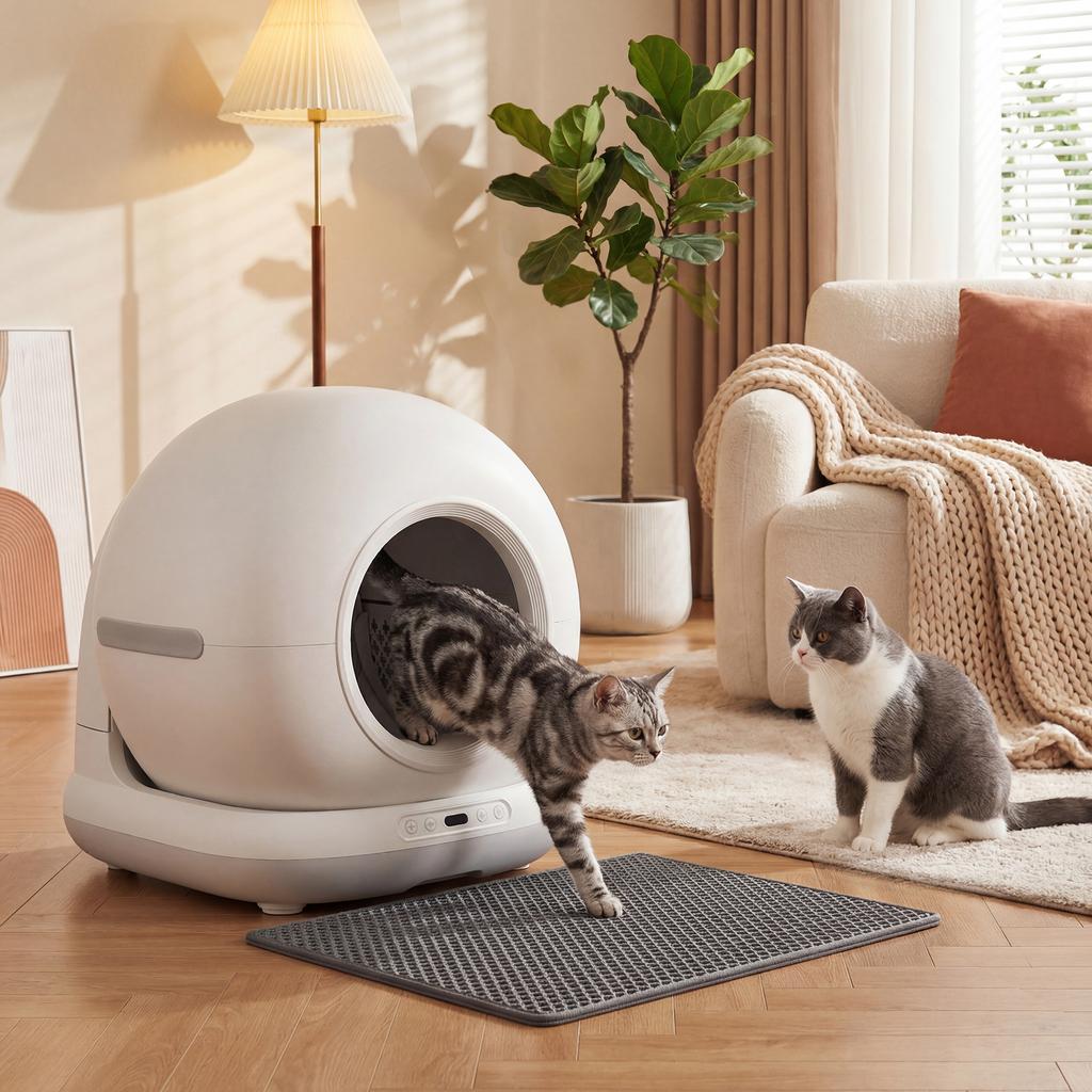 Self-Cleaning Cat Litter Box, XL 72L Self-Cleaning Litter Box with HD Camera, App Control Trash Bags, for 1-12 kg