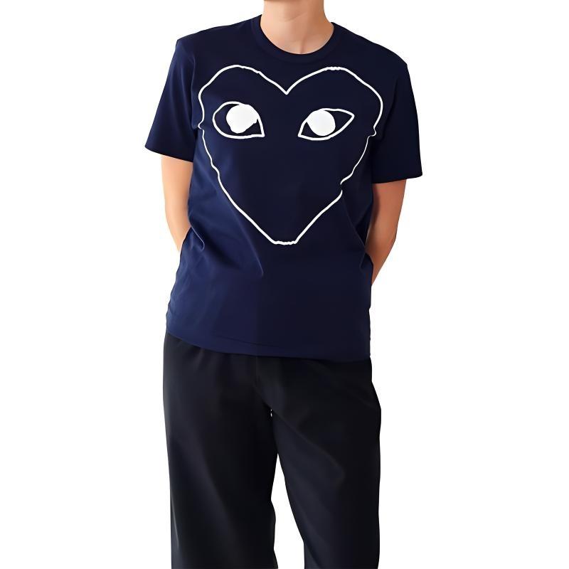 Comme des Garçons PLAY COMME des GARCONS PLAY Heart Shape Printing Short Sleeve 'Navy Blue' Men's AZ-T182-051-1