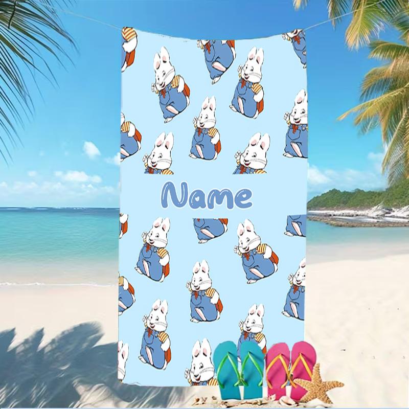Customizable personalized beach towels Max and Ruby themed designs.Suitable for the beach, yoga, sports;ideal as beach accessories