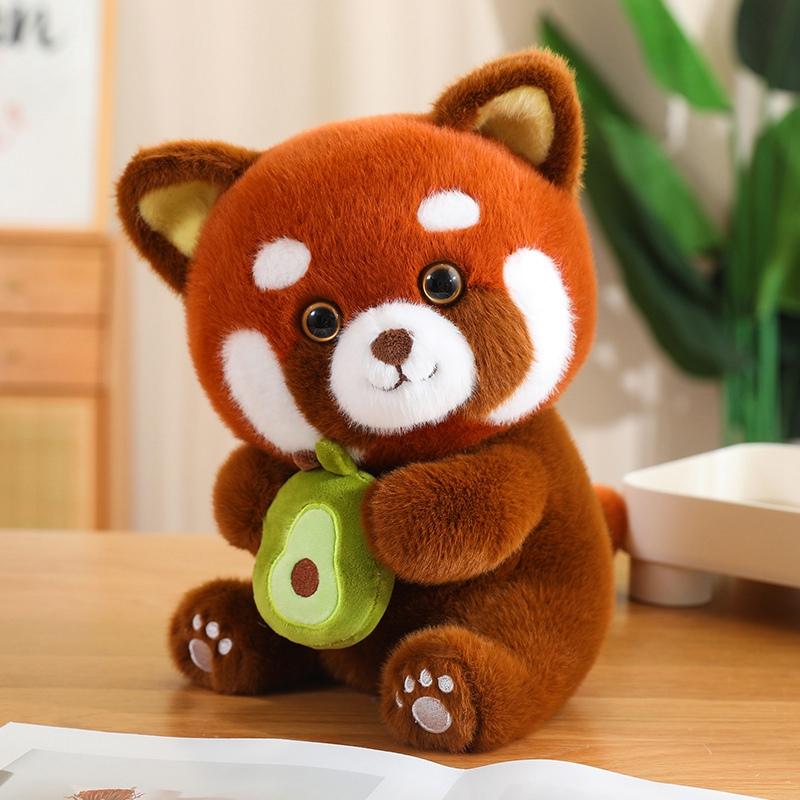 Red Panda Simulation Standing Squat Satchel Fruit Vegetable Series Soft Cartoon Animals Plush Pillow Children Xmas Gifts Anime