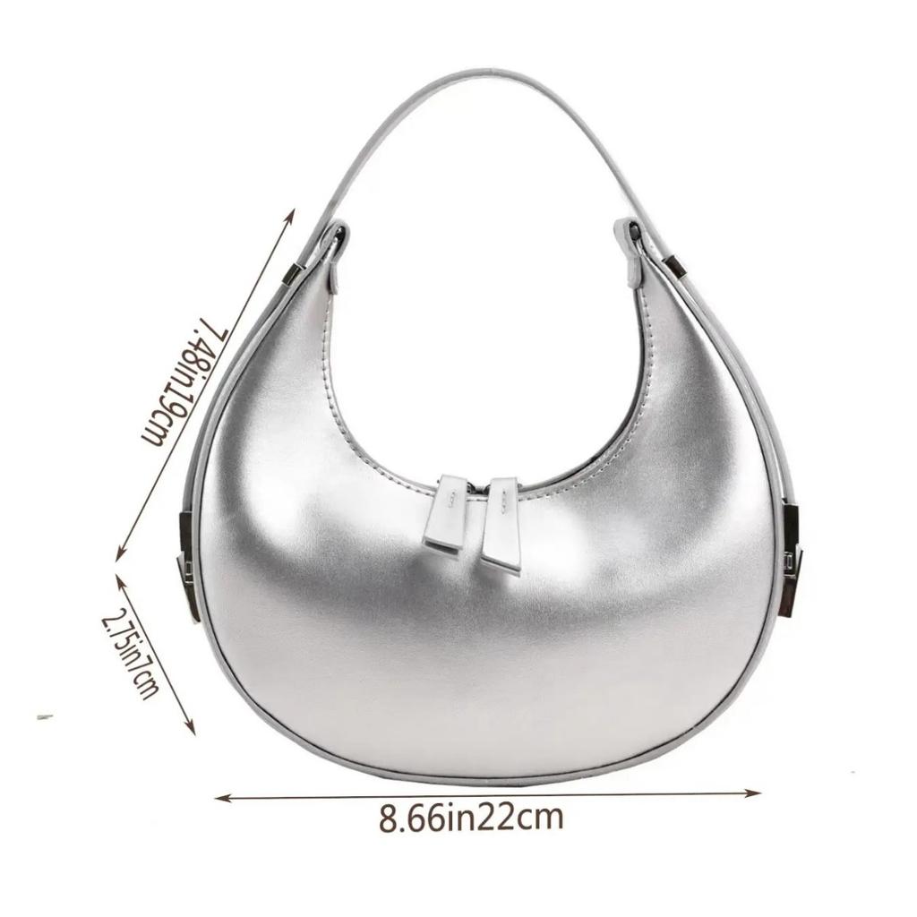 Модные женские сумки через плечо, простые серебряные сумки-хобо, повседневные женские сумки, новые женские сумки из искусственной кожи подмышками