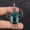 Malachite Pendant Copper Wire Wrapped Gemstone Pendant Antique Copper Jewelry Bull Face Shape Pendant For Gift Handmade Wire Wrapped Jewelry