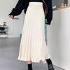 Женская трикотажная шерстяная юбка А-силуэта с высокой талией, облегающая, длинная, для подъюбника к ципао, расклешенная, с оборками