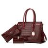 Trendy Retro Crocodile Pattern Women's Shoulder Tote Bag Set