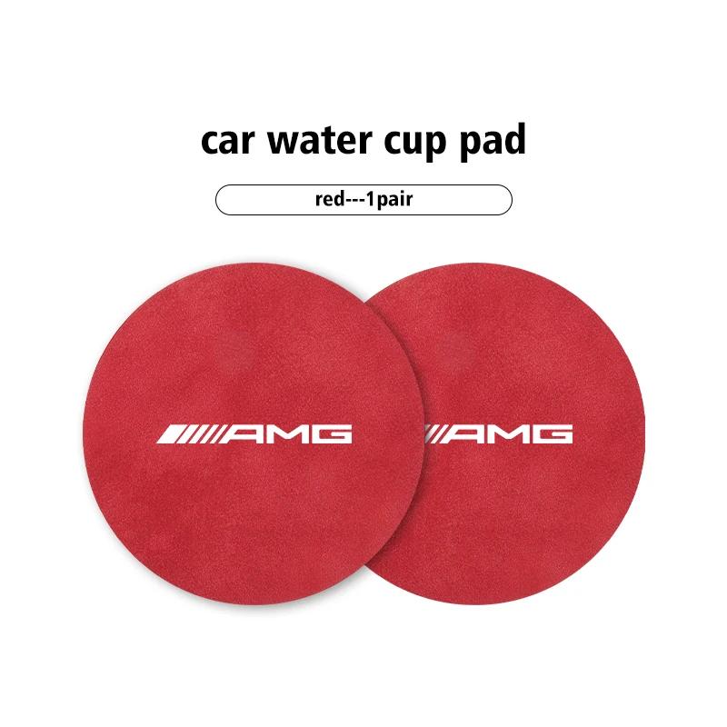 ZGAP4 2pcs Car Coaster Anti-slip Mat Sheepskin Water Cup Holder Pad For Mercedes Benz AMG W204 W205 W203 W211 W201 W210 W108 W124 W126
