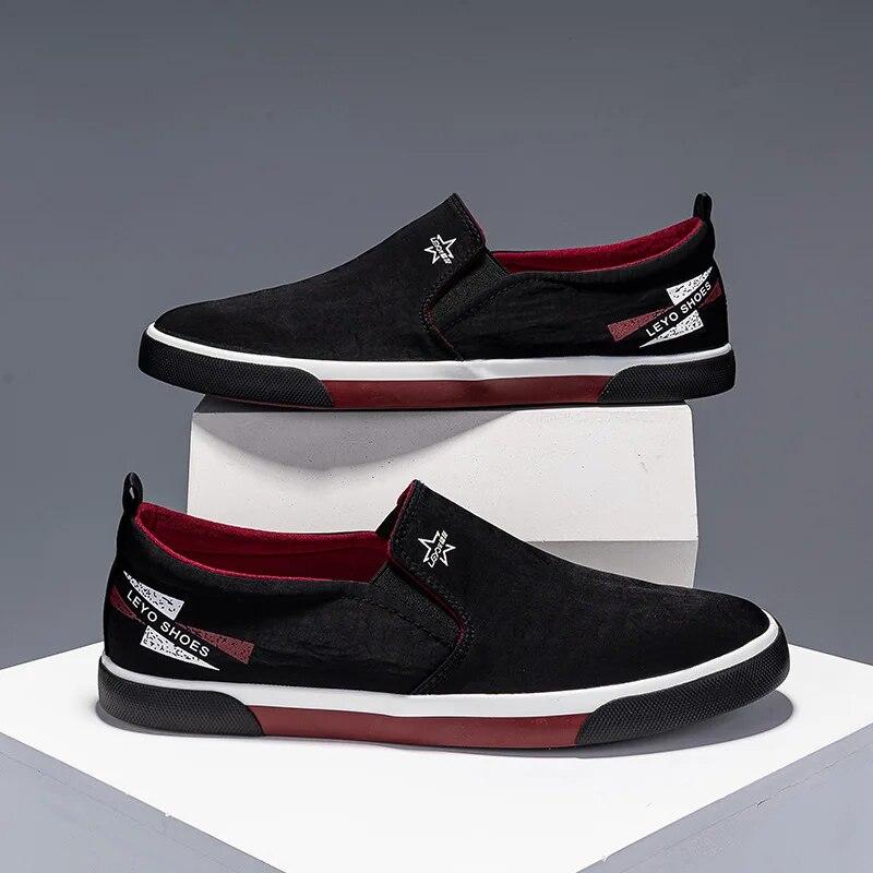 Мужская обувь для вождения без шнуровки на вулканизированной парусине. Мужские дизайнерские лоферы на плоской подошве. Нескользящие повседневные мужские кроссовки.