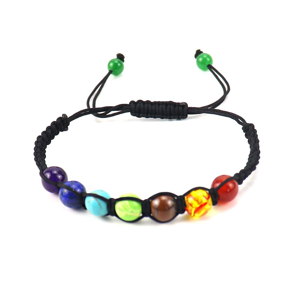 Fashion Creative Seven-Color Rainbow Men'S And Women'S Woven Bracelet Adjustable Bracelet Direct Sales B50