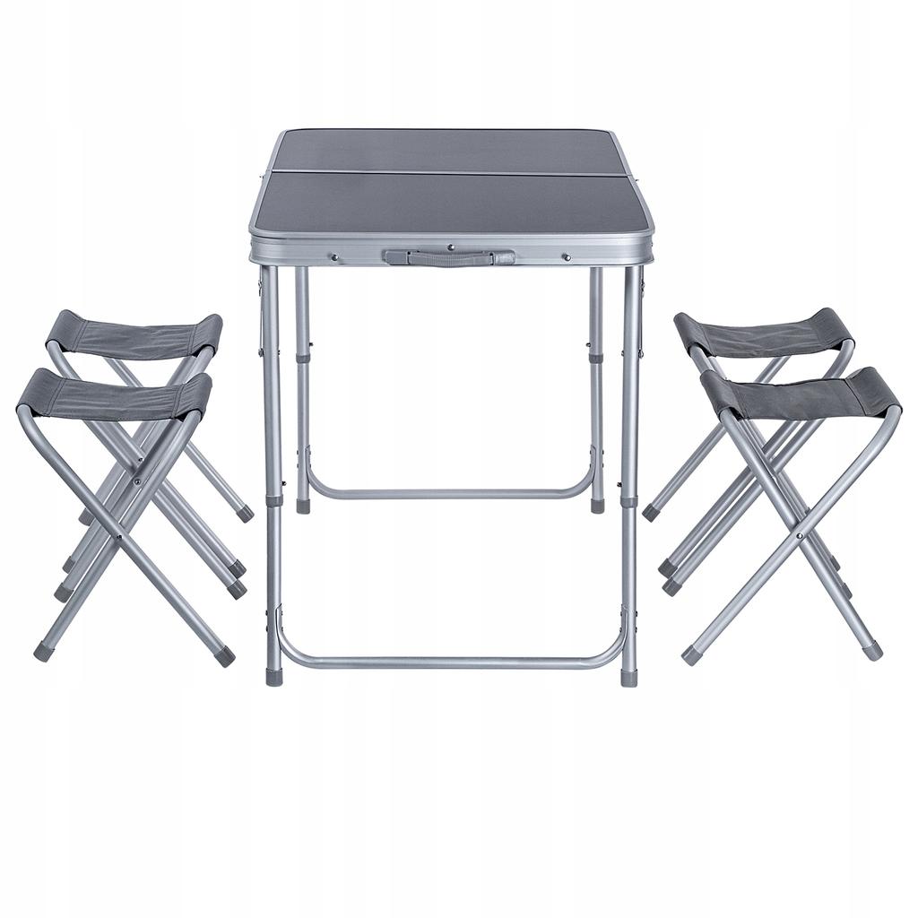 KADAX Tourist Set Folding Table 120cm + 4 Chairs 5in1 Camping Grill