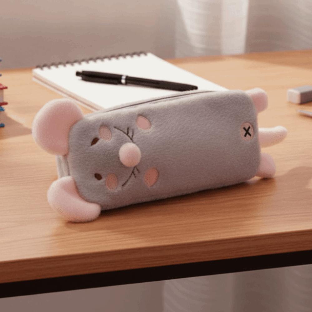 Soft Touch Flower Branch Rat Pencil Pouch Portable Stationery Pouch Office Supplies
