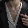 Double Heart Circle Pendant Necklace Female Exquisite Zircon Clavicle Chain Necklace Wholesale