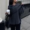 Женское пальто с шарфом V-образным вырезом, свободный кардиган с длинными рукавами, короткая куртка с