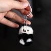 Black Mink Fur Panda Keychain Soft Plush Mink Keyring Fashion Mini Mink Pendant Backpack Decor