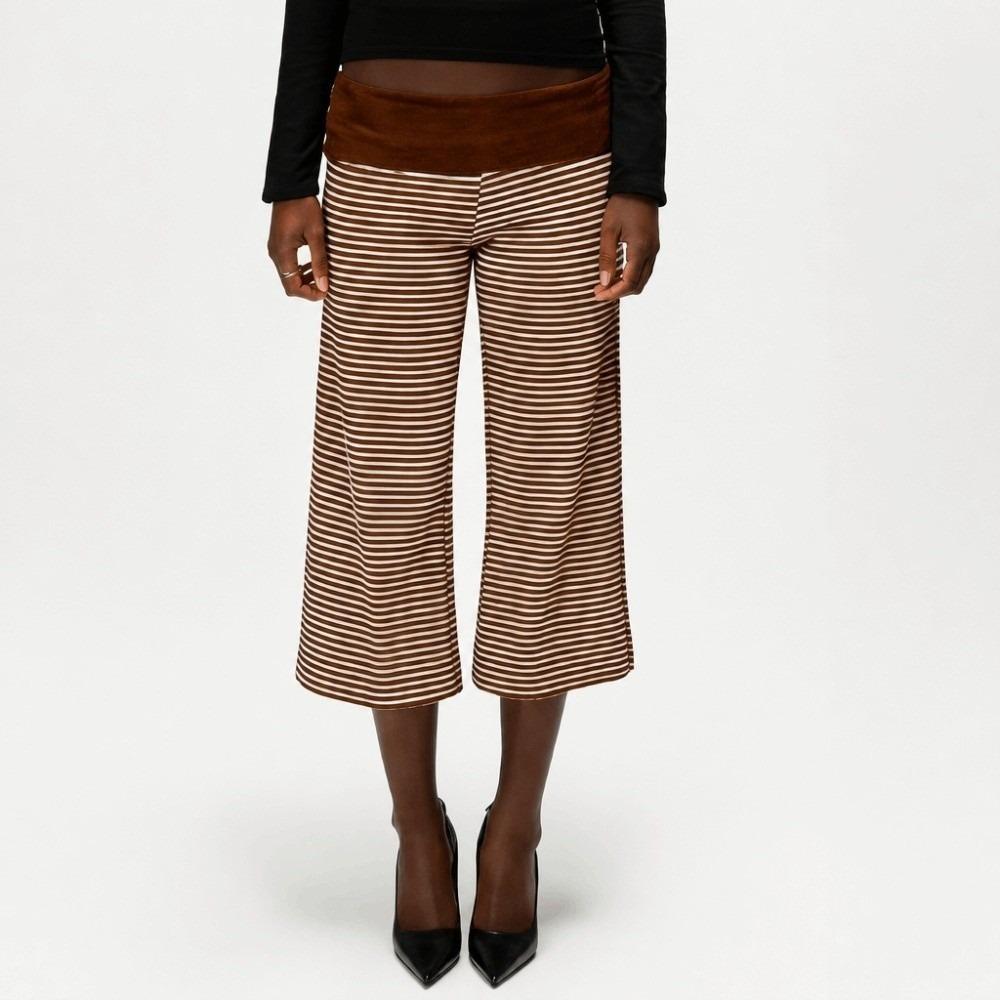 Polka Dot Wide Leg Pants Thin Foldover Waist Pants Fashion Low Waist Capri Pants Girls