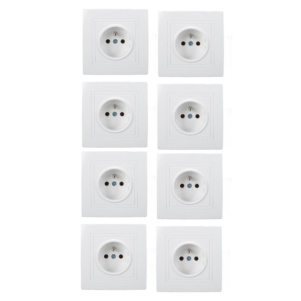 8pcs French Standard Socket 16A  Wall Mounted Socket Wall Outlet for Home Office Hotel
