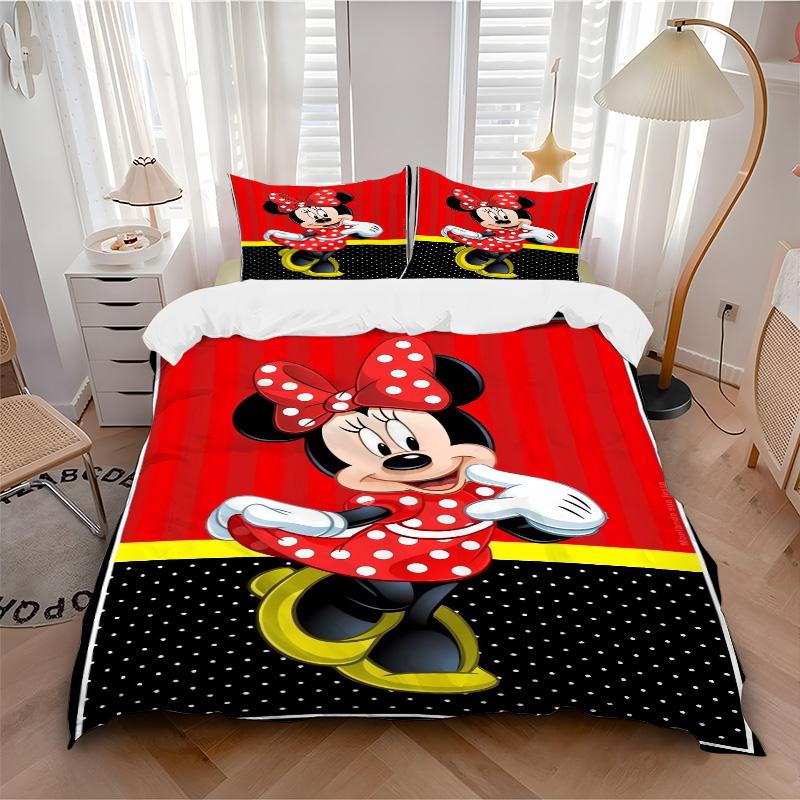 Minnie Mouse Celebration Print 3Pcs Bedding Setduvet Cover With 2 Bedropillowcase Home Birthday Gift