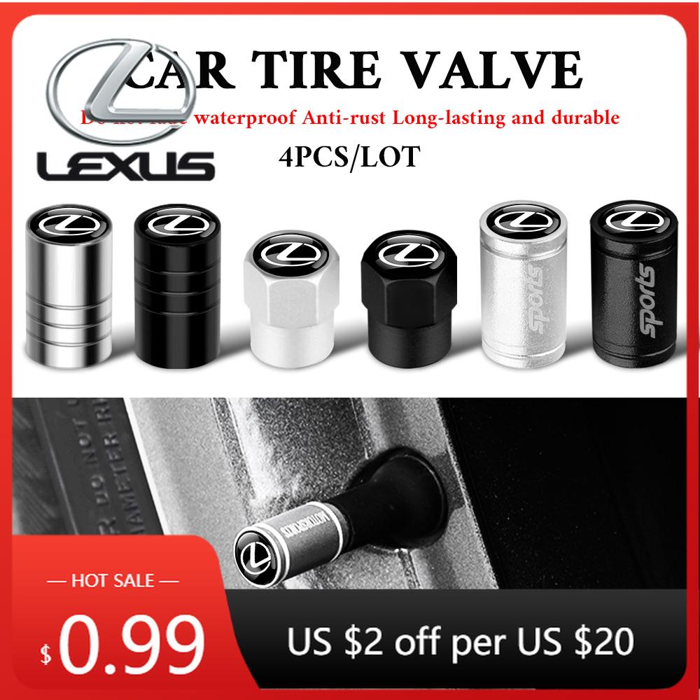 Interior Stickers 4pcs Car Tire Air Stem Dust Covers Wheel Tyre Valve Caps Accessories For Lexus F SPORT CT200H IS300H IS250 RX3