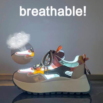 Женские повседневные кроссовки, модные цветные спортивные туфли на шнуровке, женская обувь для отдыха, универсальная, с толстой подошвой, вулканизированная обувь