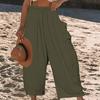 Women Plus Size Wide Leg Linen Pants Middle Waist Summer Baggy Pants