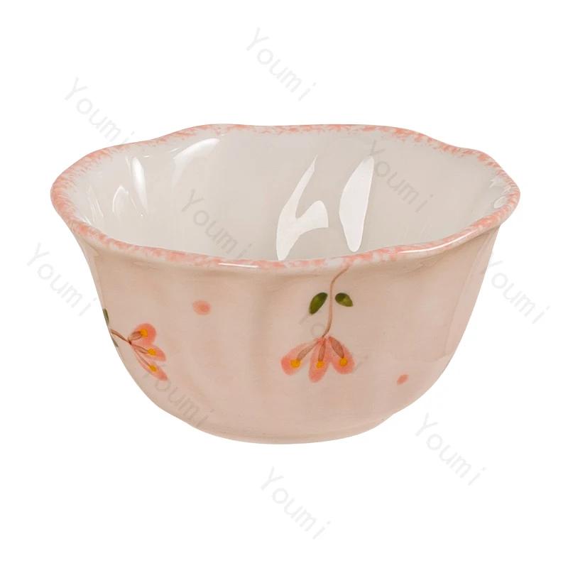 Милые розовые керамические тарелки для дома, вкусные блюда, большие суповые миски, вечеринка, послеобеденный чай, десертная фруктовая тарелка, изысканная столовая посуда