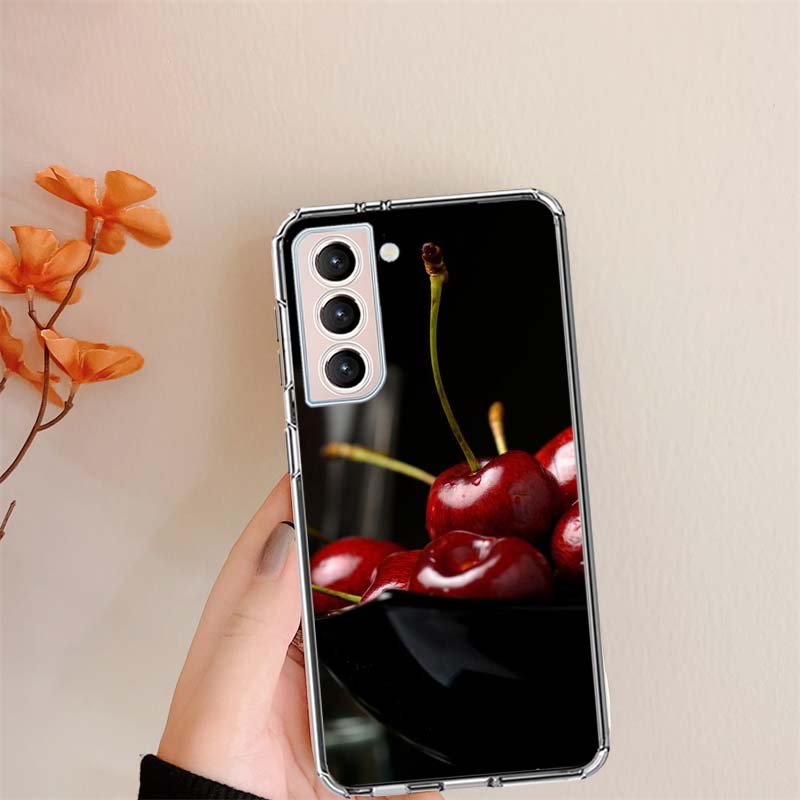 Прозрачные летние чехлы для телефона с рисунком Красная вишня для Samsung S26 Ultra Galaxy S25 Edge S24 S23 FE S21 Plus S20 S22 S10