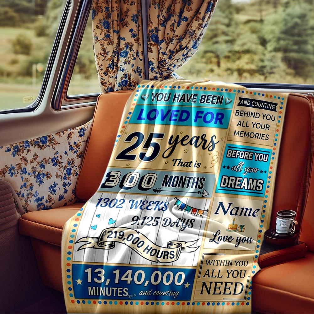 Happy 25Th Birthday Personalized Blanket Customize Text Comfortable Texture For Picnics Outdoor Travel And Camping Sofa Office Ideal For All Seasons