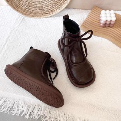 Литературные милые короткие женские ботинки с круглым носком весна и осень новые ботинки Мартин на молнии низкий каблук мягкая подошва удобные короткие ботинки тренд