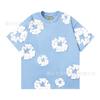 Cotton Short Sleeve T-Shirt With 3D Puff Floral Print Unisex Loose Fit Streetwear Tee