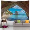 Coastal Cave Vista Wall Tapestry Seaside Escape Home Decoration  Hotel Wall Hanging for Living Room Background Cloth Bedroom