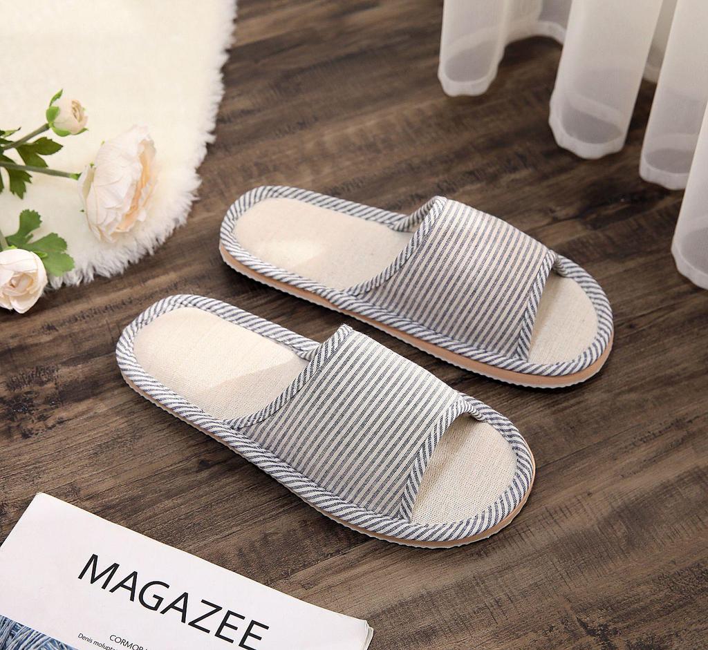 Мужские и женские летние домашние тапочки из хлопка и льна