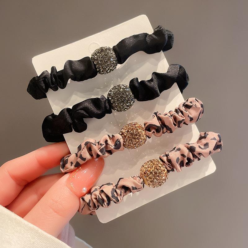 South Korea High-grade Sense Headline New Style Exquisite Large Intestine Hair Band Rubber Band Women's Pony Tail Ball Headwear Leather Jacket